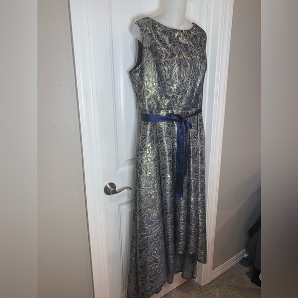 NIKKI Italy Gold & Navy Cocktail Dress NWOT - Picture 3 of 7